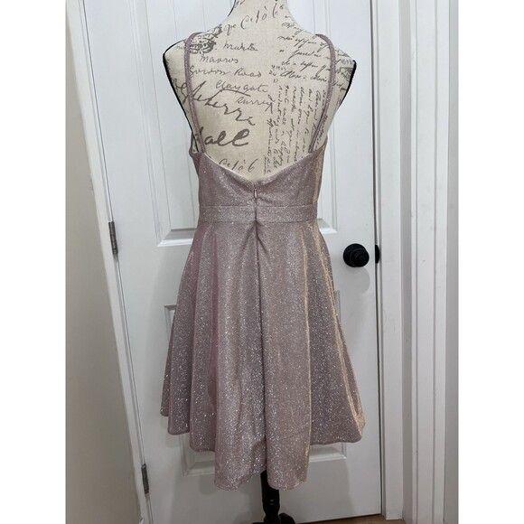 Xscape Halter Neck Metallic Pink Cocktail Dress Prom Formal Sz 8 Open Back - Picture 5 of 12